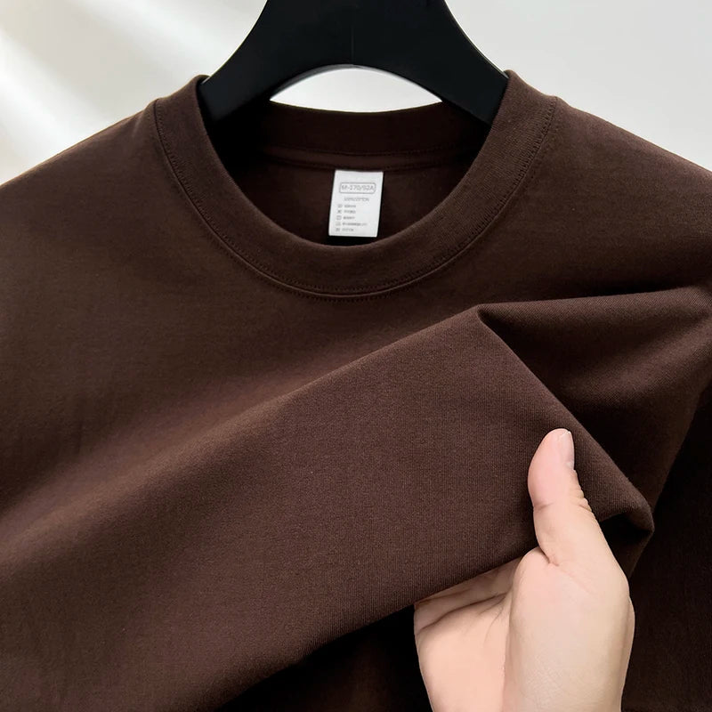 100% Pure Cotton Summer High-End Brand Men'S Short Sleeve round Neck Fashionable Style Half Sleeved Top Breathable T-Shirt