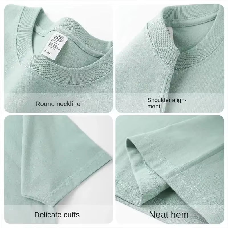 Summer Cotton Heavy Duty 300Grams American Pure Cotton Short Sleeves T-Shirt Men Casual Base Top Oversized T Shirt