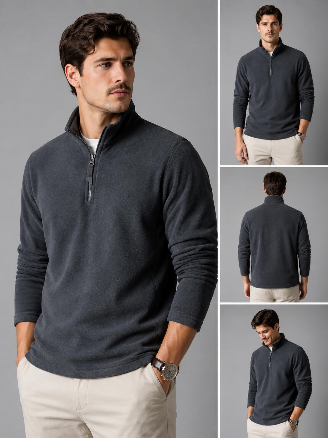 Men's Quarter-Zip Thermal Polo Jumper